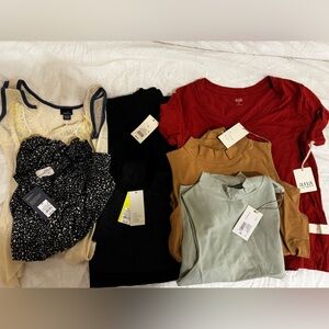 Bundle NWT Assorted Women's Tops in Red, Green, and Tan